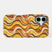 Coque iPhone 16 Retro 70s Groovy Wavy Lines Case (Verso Horizontal)