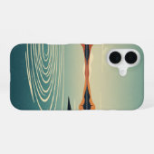 Coque iPhone 16 Retro 70s Lake Reflection Art (Verso Horizontal)
