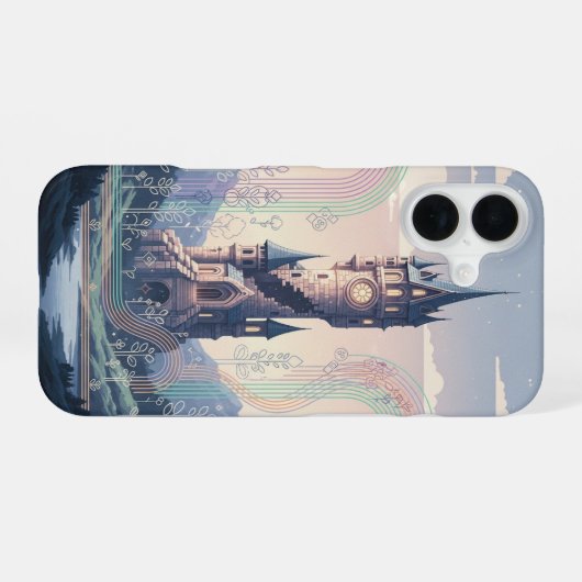 Coque iPhone 16 Retro Arcade-Style Wizard Tower (Verso Horizontal)