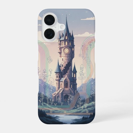 Coque iPhone 16 Retro Arcade-Style Wizard Tower (Verso)