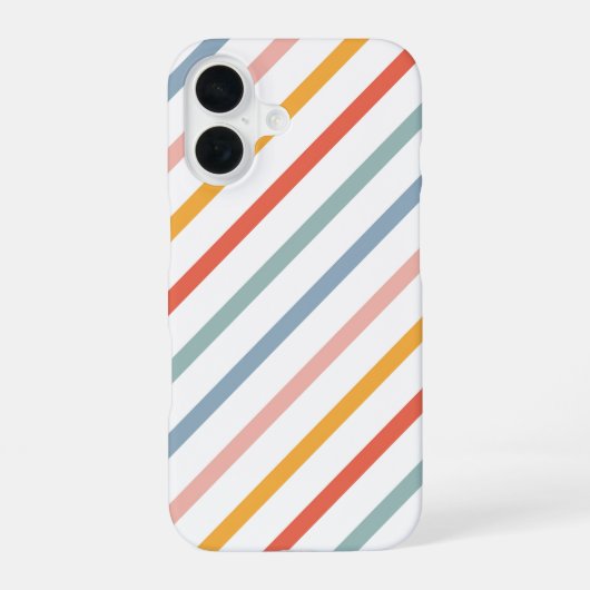 Coque iPhone 16 Rétro Boho Lignes Multicolores (Verso)