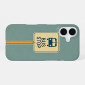 Coque iPhone 16 Retro Bus Stop Sign (Verso Horizontal)