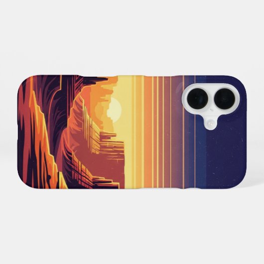 Coque iPhone 16 Retro Canyon Layers (Verso Horizontal)