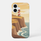 Coque iPhone 16 Retro Coastal Lighthouse (Verso)