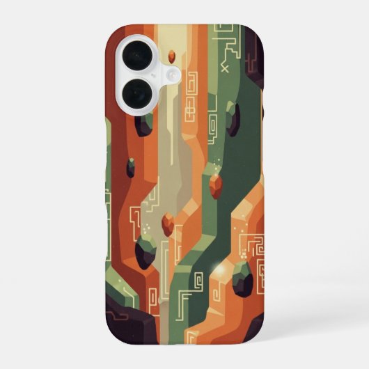 Coque iPhone 16 Retro Fantasy Canyon Pixel Art (Verso)