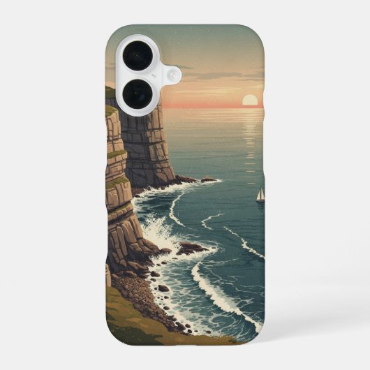 Coque iPhone 16 Retro Island at Dusk (Verso)