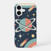 Coque iPhone 16 Retro Minimalist Planet with Rings (Verso)