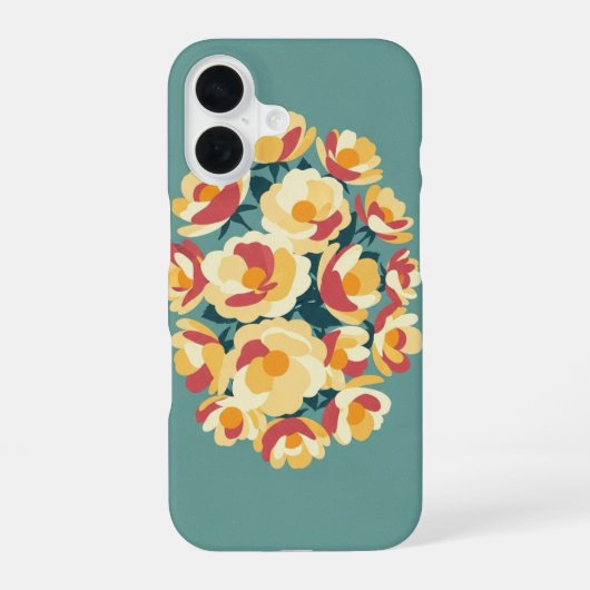Coque iPhone 16 Retro Minimalist Wild Rose Illustration (Verso)