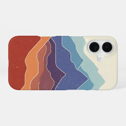 Coque iPhone 16 Retro Mountain Layers (Verso Horizontal)