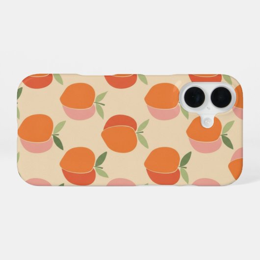 Coque iPhone 16 Retro Peach Motif with Grainy Texture (Verso Horizontal)