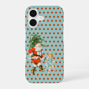 Coque iPhone 16 Rétro Père Noël et fille de Noël vintage