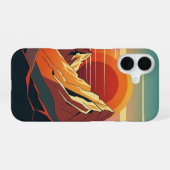 Coque iPhone 16 Retro Sunset Mountains (Verso Horizontal)
