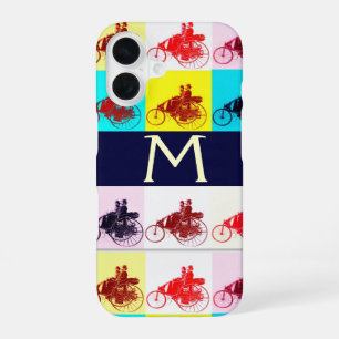 COQUE iPhone 16 RÉUNION DE VOITURES ANCIENNES MONOGRAMME POP ART