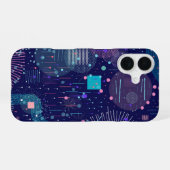 Coque iPhone 16 Rêves Bleus Profonds Art Abstrait (Verso Horizontal)