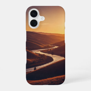 Coque iPhone 16 Rivière Vintage au Coucher du Soleil