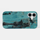 Coque iPhone 16 Robot rétro avec fille (Verso Horizontal)