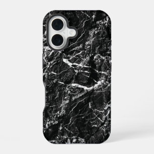 Coque iPhone 16 Roche noire texture fausse nature surréaliste