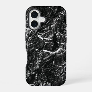 Coque iPhone 16 Roche noire texture fausse nature surréaliste