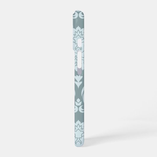 Coque iPhone 16 Rococo Damask Art I Duck Egg Blue+Teal (Côté gauche)