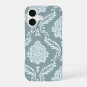 Coque iPhone 16 Rococo Damask Art I Duck Egg Blue+Teal (Verso)