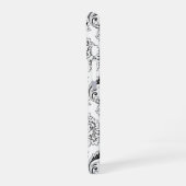 Coque iPhone 16 Rococo Damask Line Pattern Black on White (Côté gauche)