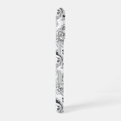 Coque iPhone 16 Rococo Damask Line Pattern Black on White (Côté droit)