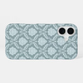 Coque iPhone 16 Rococo Damask Rpt Motif Œuf de Canard Bleu+Turquoi (Verso Horizontal)