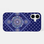 Coque iPhone 16 Rosace bleue (Verso Horizontal)
