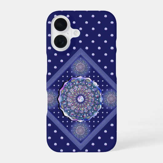 Coque iPhone 16 Rosace bleue (Verso)