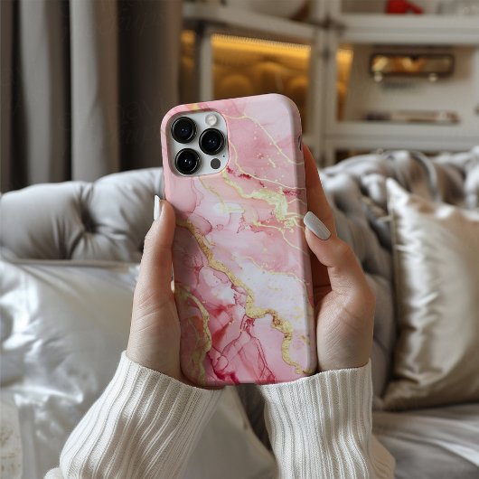 Coque iPhone 16 Rosaline Royale Luxe Fard Rose Marbre Or