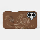 Coque iPhone 16 rose abstraite en feuille d'or (Verso Horizontal)