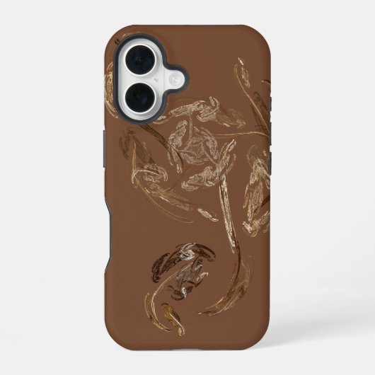 Coque iPhone 16 rose abstraite en feuille d'or (Verso)