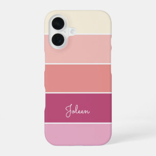 Coque iPhone 16 rose Custom Été Bloc de Couleur Rayures