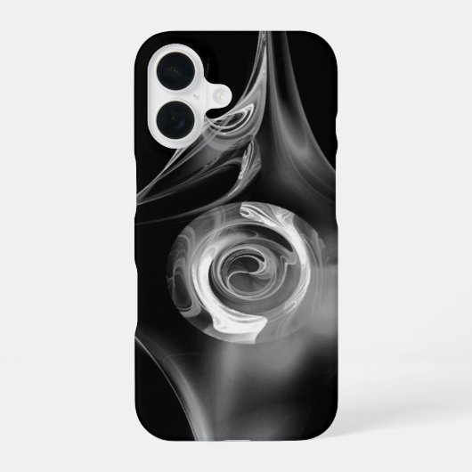 COQUE iPhone 16 ROSE FRACTALE NOIR BLANC (Verso)