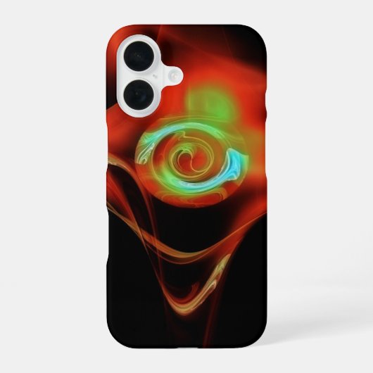 COQUE iPhone 16 ROSE FRACTALE ROUGE BLEU (Verso)