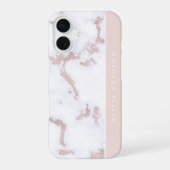 Coque iPhone 16 Rose Gold & Blush Pink Marble subtil Personnalisé (Verso)