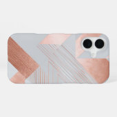 Coque iPhone 16 Rose Gold Geometric Abstract Pattern (Verso Horizontal)