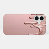 Coque iPhone 16 Rose Gold Metallic Drip (Verso Horizontal)