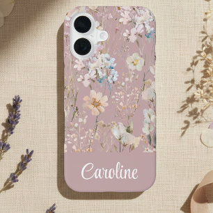 Coque iPhone 16 Rose Pâle Floral Personnalisé