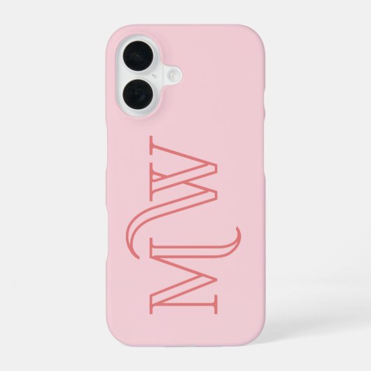 Coque iPhone 16 Rose Pâle Grandes Initiales Monogramme Simple Mini (Verso)