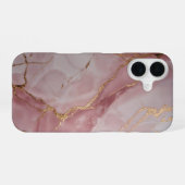Coque iPhone 16 Rose Pink Marble with Gold Veins – Elegant (Verso Horizontal)