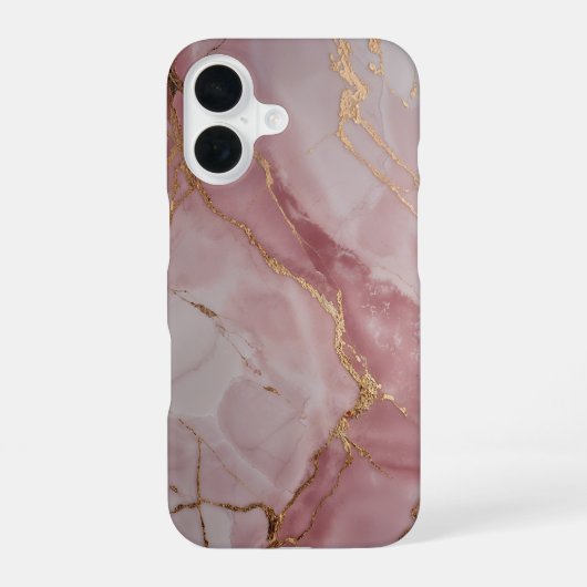Coque iPhone 16 Rose Pink Marble with Gold Veins – Elegant (Verso)
