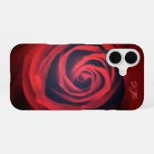 Coque iPhone 16 Rose rouge foncé près (Verso Horizontal)