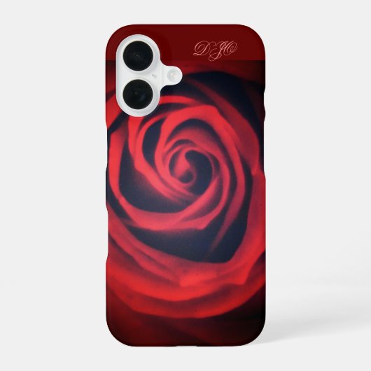 Coque iPhone 16 Rose rouge foncé près (Verso)