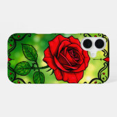 Coque iPhone 16 Rose rouge vibrant (Verso Horizontal)