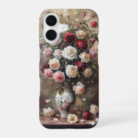 Roses opulents dans un vase de porcelaine