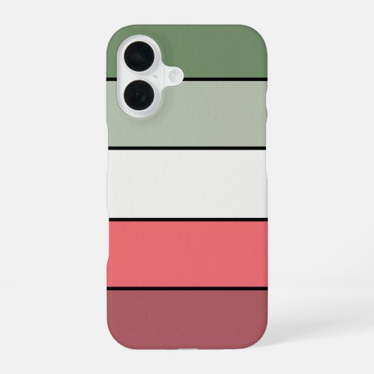Coque iPhone 16 Rouge Blanc Vert de Noël sur papier texturé (Verso)