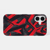 Coque iPhone 16 Rouge et noir gras (Verso Horizontal)