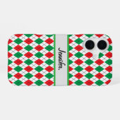 Coque iPhone 16 Rouge et vert géométrique de Noël (Verso Horizontal)