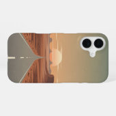 Coque iPhone 16 Route désertique sans fin (Verso Horizontal)